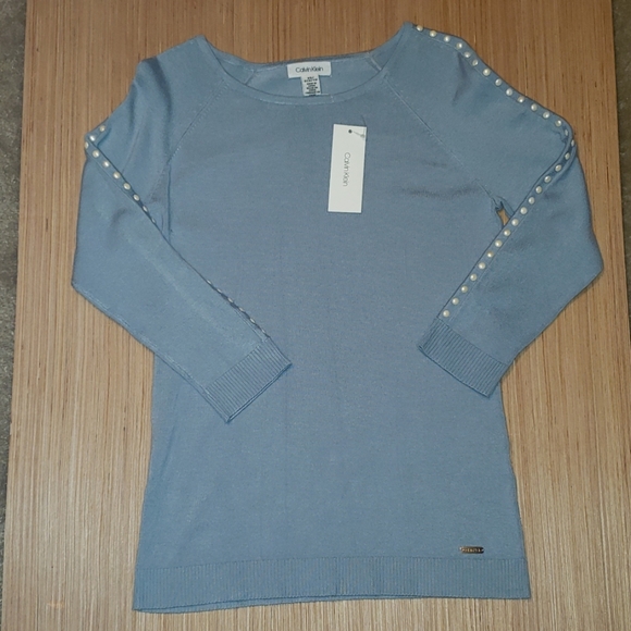 Calvin Klein Tops - Calvin Klein dusty blue Winter sweater sz xs